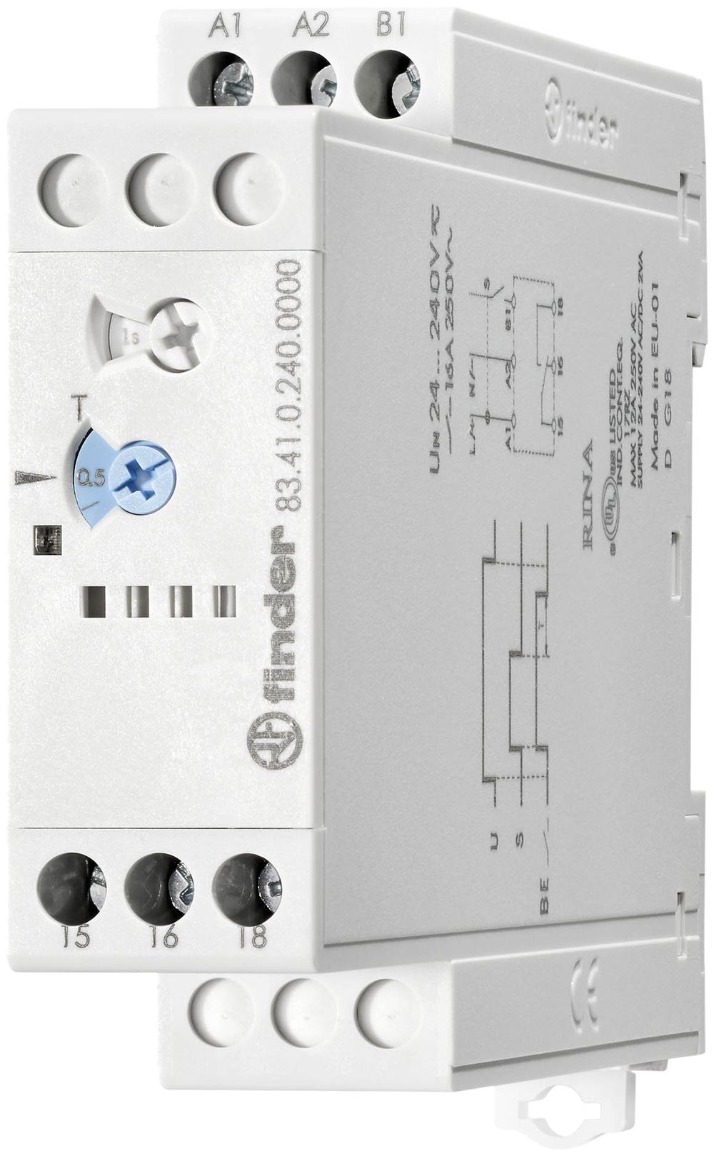 EB-Zeitrelais Finder 83.41, 1W 16A 24…240VAC/DC Rückfallverzögerung