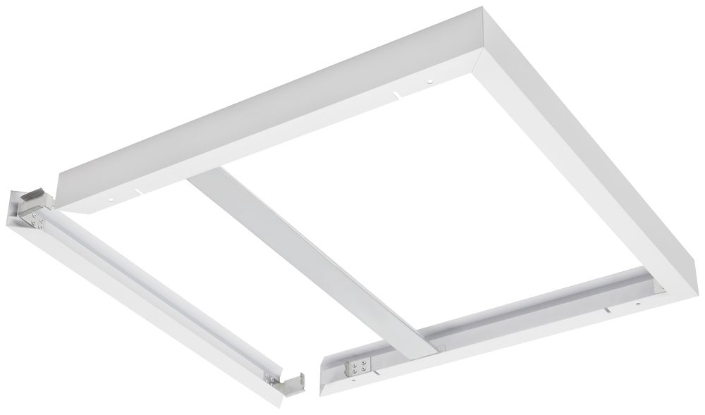 Anbaurahmen 600×600mm querversteift Al weiss einbaufertig dank Eckmagnete