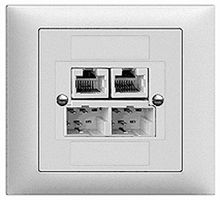 Presa INS 2×TT,2×RJ45/u NT2ab EDIZIOdue ITplus ITM bianco