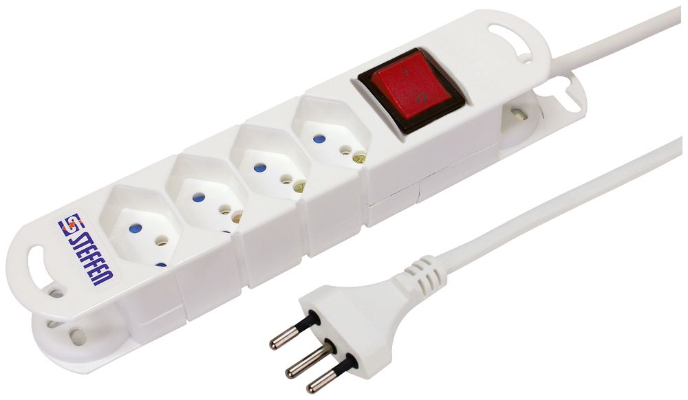 Steckdosenleiste STEBA VARIABL 4×T13 mit Schalter 3m weiss