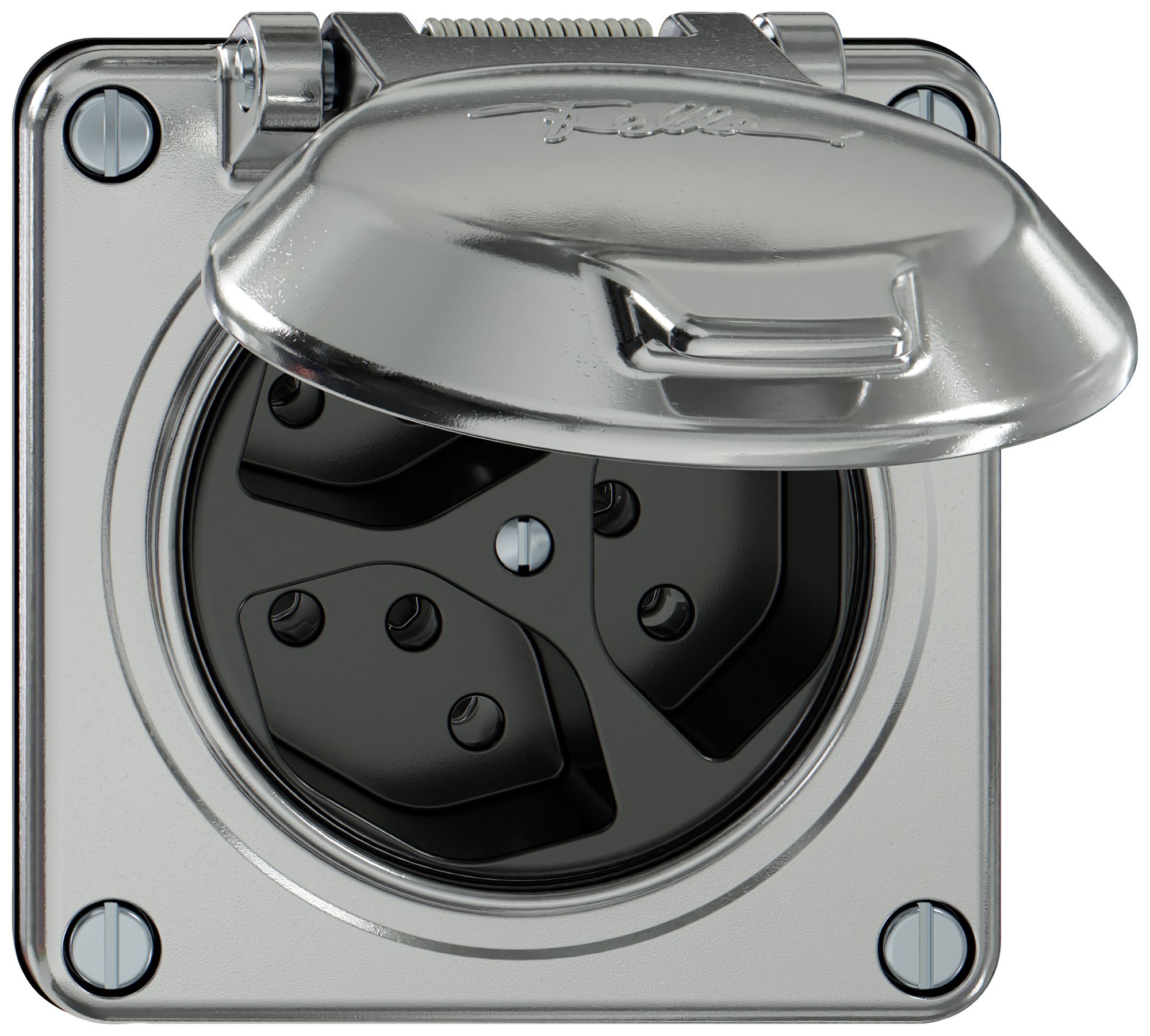 Steckdose ELEMENT 3×Typ 13 10A 250V IP20 mit Klappdeckel aluminium