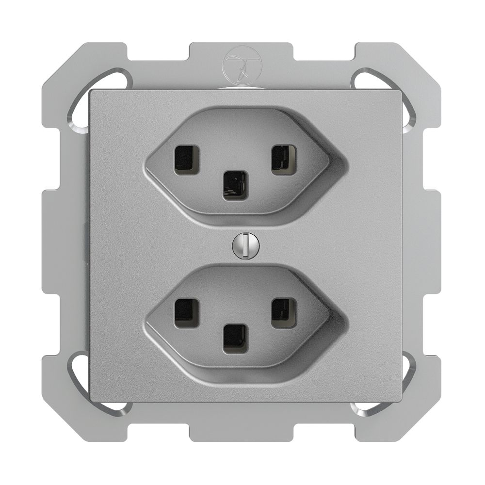 UP-Steckdose 2×T23 16A EDIZIOdue silver, mit Steckklemmen