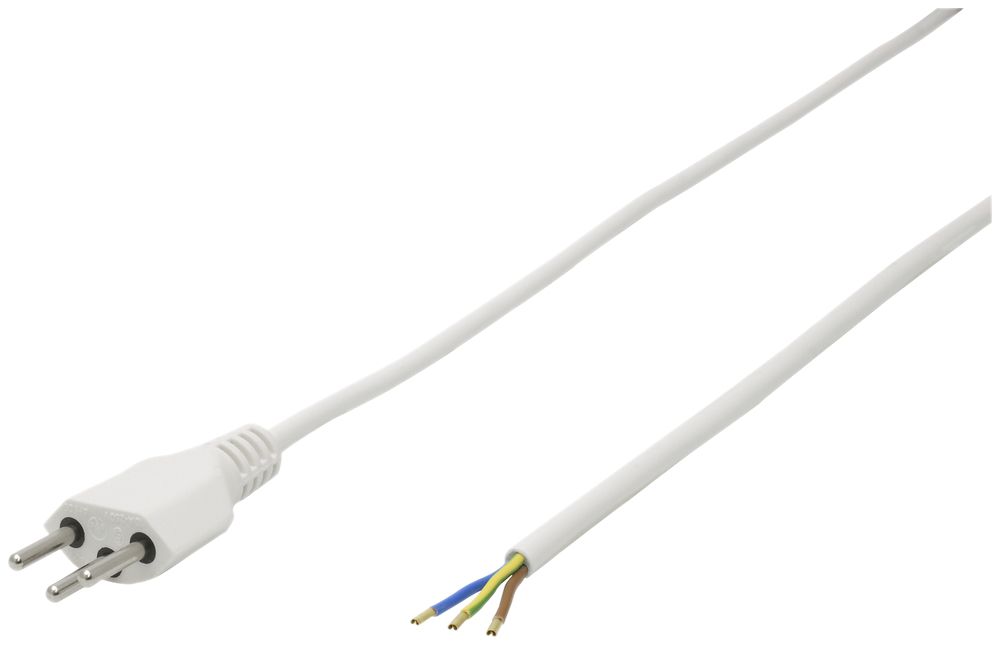 Apparatekabel Td 3×1mm² 2m weiss Stecker T12