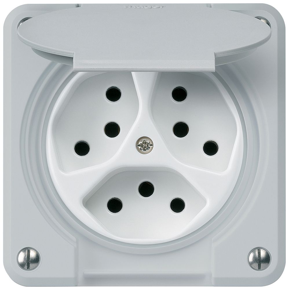 UP-Steckdose robusto 3×Typ 13 grau für Kombination