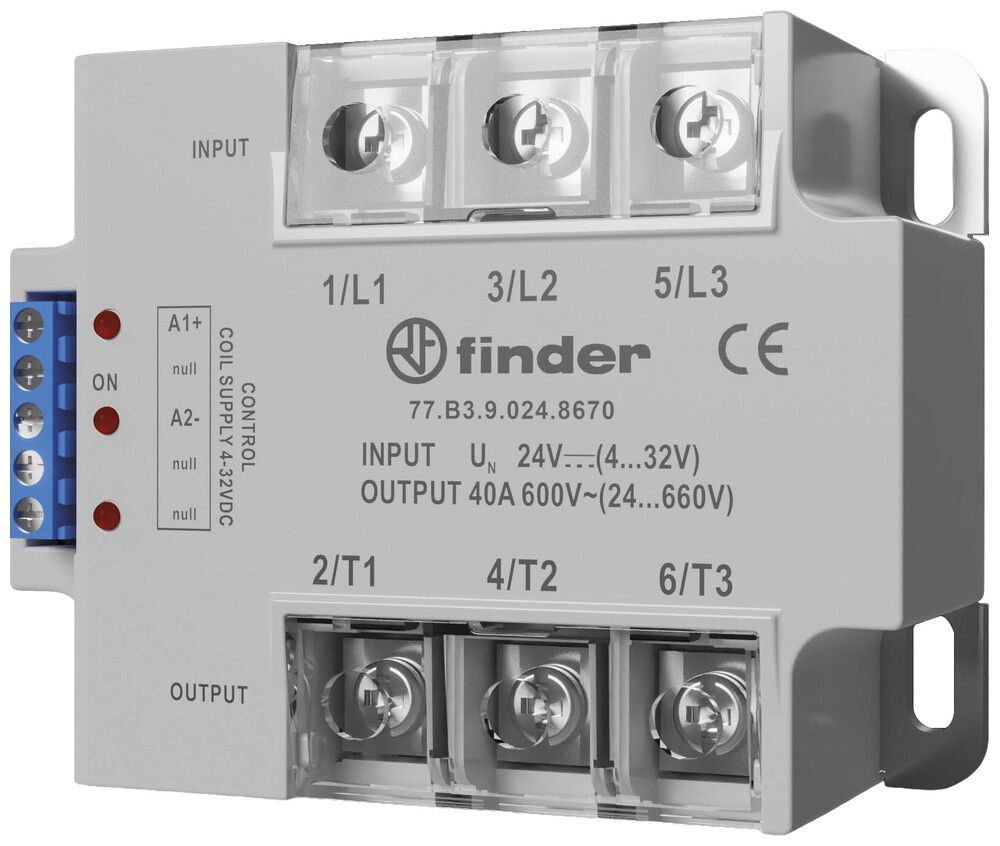 Halbleiterrelais FINDER 77.B3 90…280VAC NO 3L 24…660VAC/40A LED