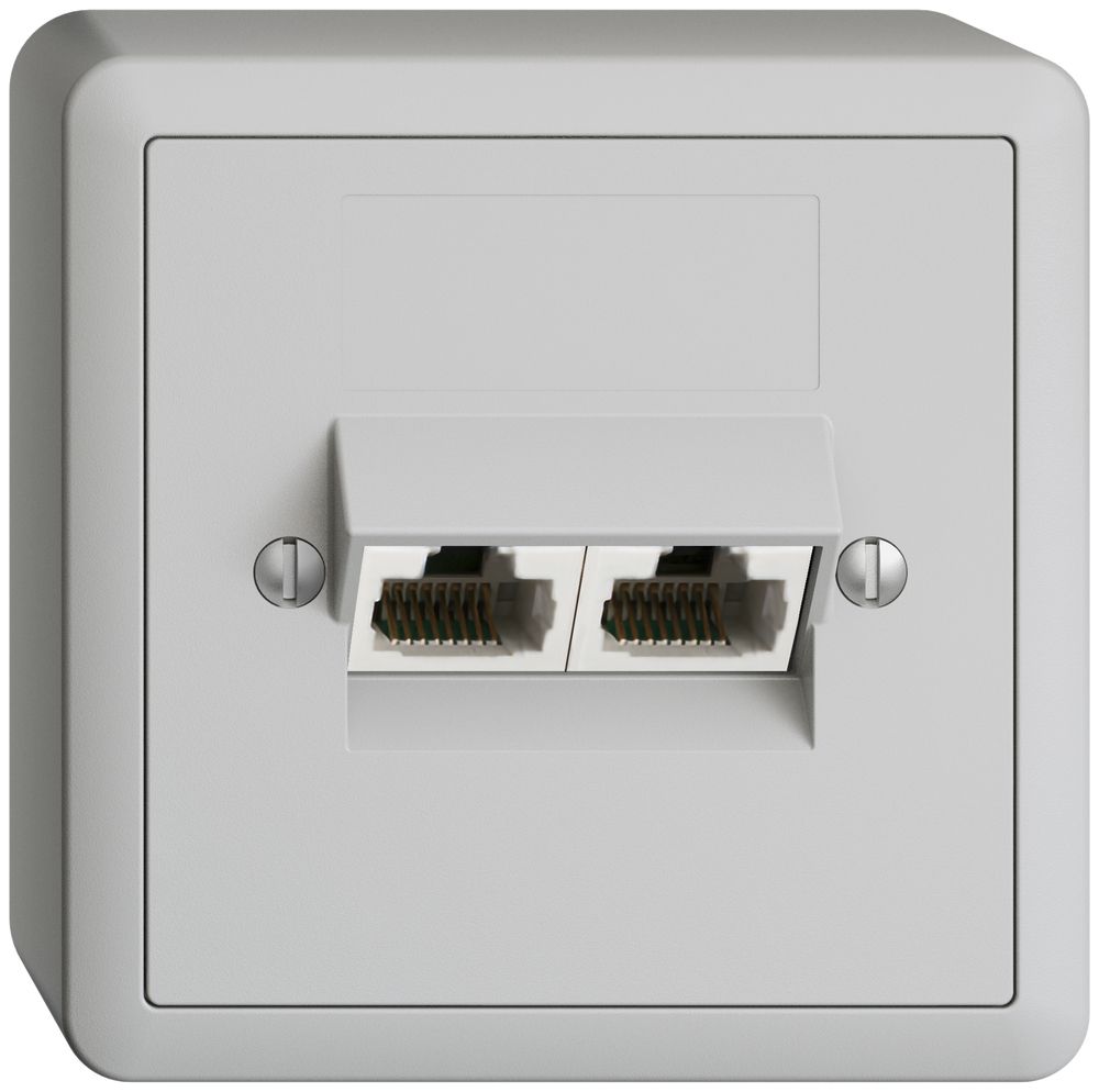 Presa AP 2×RJ45/u 4P sep.grc EDIZIOdue ITplus