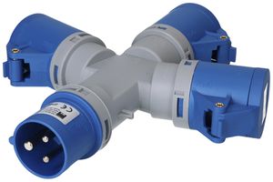 Deviatore incrociato MH 1×spina CEE 16A 3×presa CEE 16A blu 230V IP44