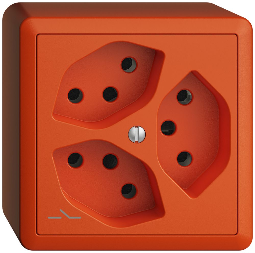 AP-Steckdose EDIZIOdue 3×T13 1×S orange
