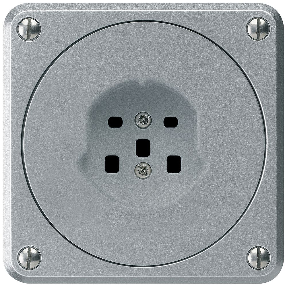 UP-Steckdose robusto Typ 25 aluminium ohne Klappdeckel für Kombination