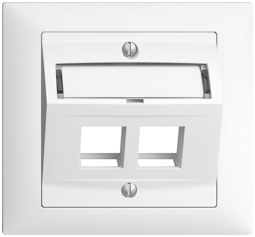 Kit d.montage INC Edue FKE, avec capot d.sortie oblique, pour 2×Keystone, blanc