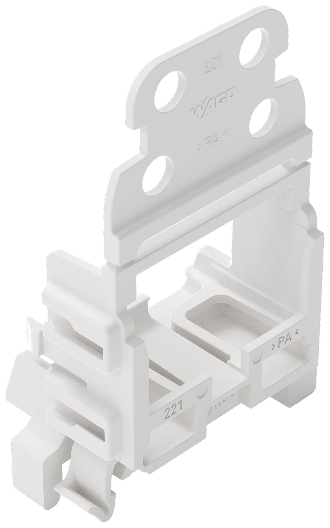 Befestigungsadapter WAGO m.Zugentlastung für 10×4mm² TH35 ws