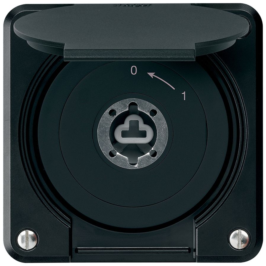 UP-Schlüsselschwenktaster robusto IP55 schwarz mit Deckel ohne Zylinder 2P