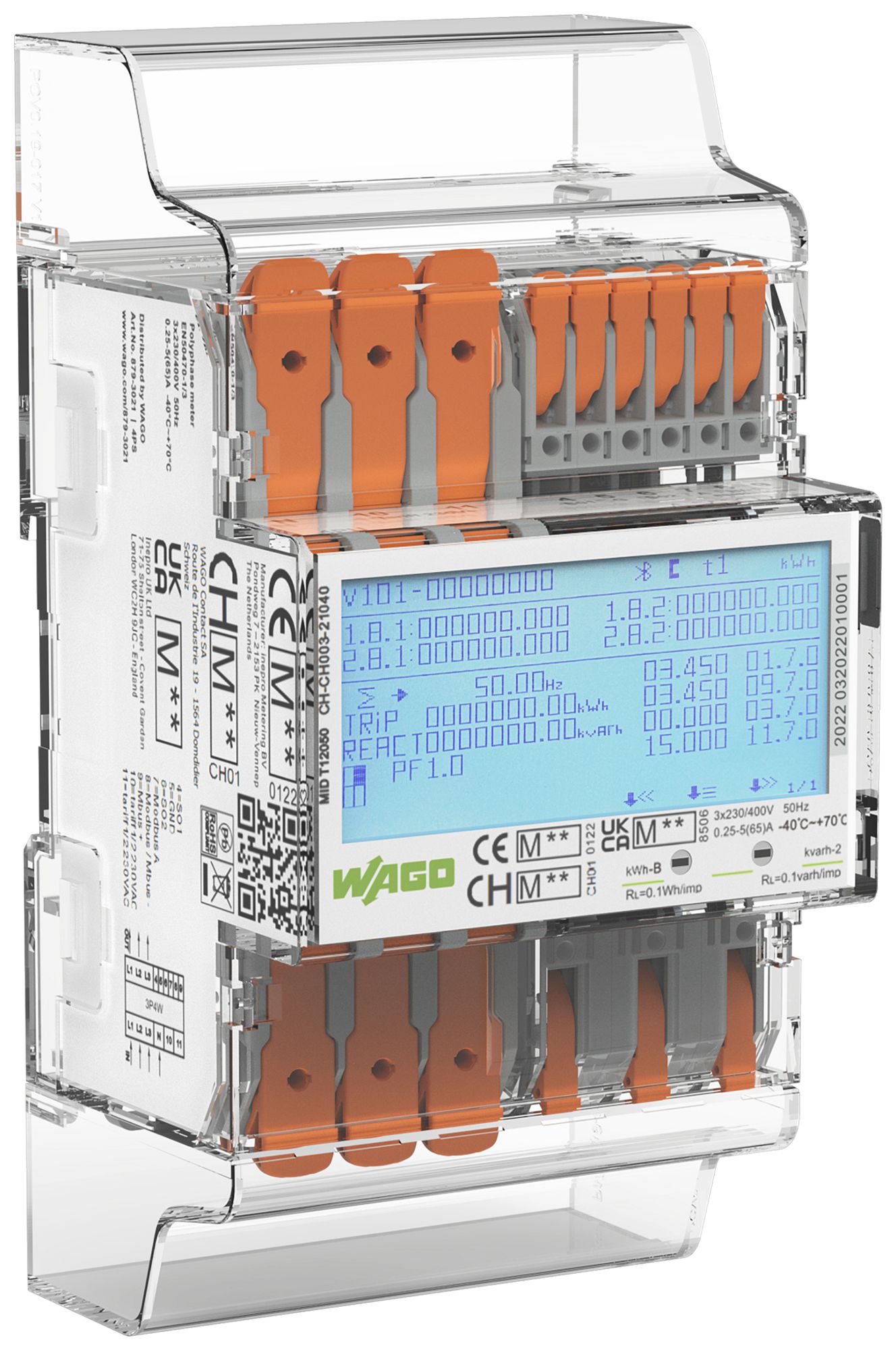 Compteur d'énergie WAGO 3×230/400V MID METAS Modbus M-Bus 4PS