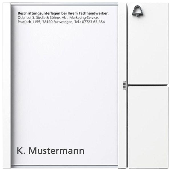 Modulo tasti bus Siedle, con portaetichette e 1 tasti 99×99×27mm, bianco