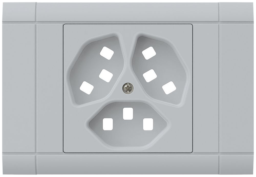 EB-Frontset kallysto für Einbausteckdose 3×Typ 23 Abdeckrahmen steckbar hellgrau