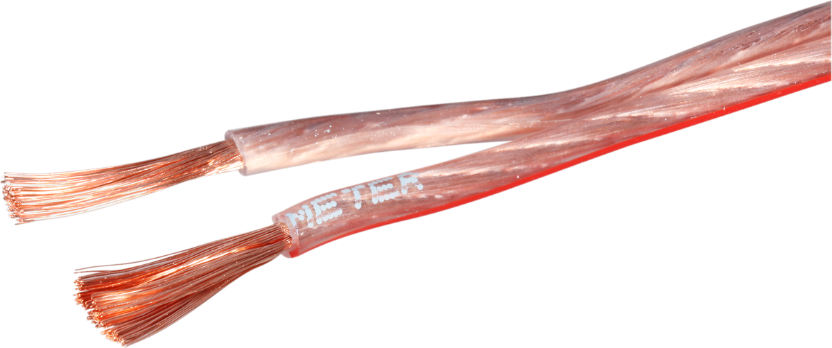 Lautsprecher-Flachkabel 2×1.5mm² transparent-rot Spule à 100m