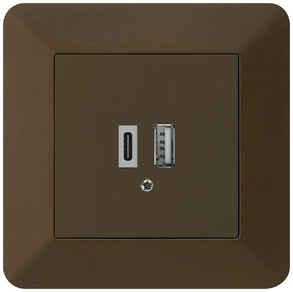 Prise de charge USB ENC kallysto.trend 18W PD 1×type A 1×type C brun