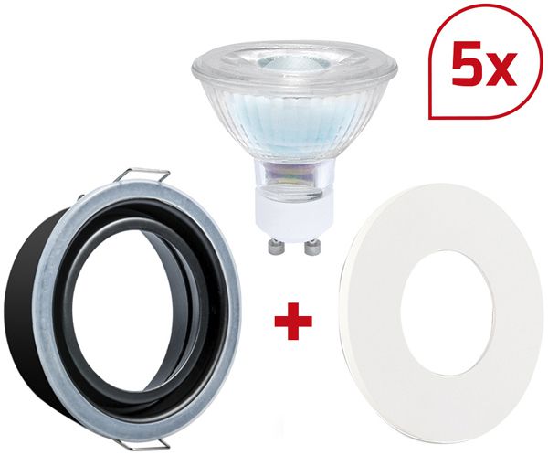 EB-LED-Spot DOTLUX MULTI GU10 6W 410lm 3000K IP40 MB DIM weiss 5er Set