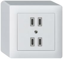 Prise de charge USB AP Hager kallysto 2×C-C 2×20W ou 4×10W 5V 86×86mm blanc