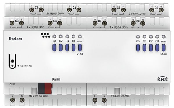 Attuatore-commutatore AMD Theben carico C KNX RM 8 I, 8×