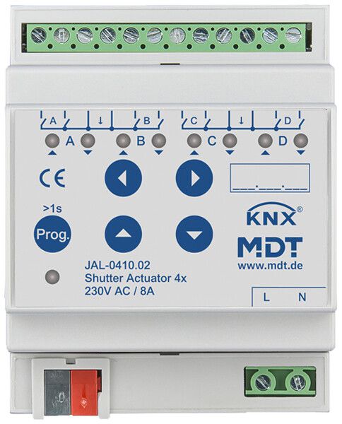 REG-Jalousieaktor KNX MDT JAL-0410.02 4-Kan 8A 300W 230VAC 4TE