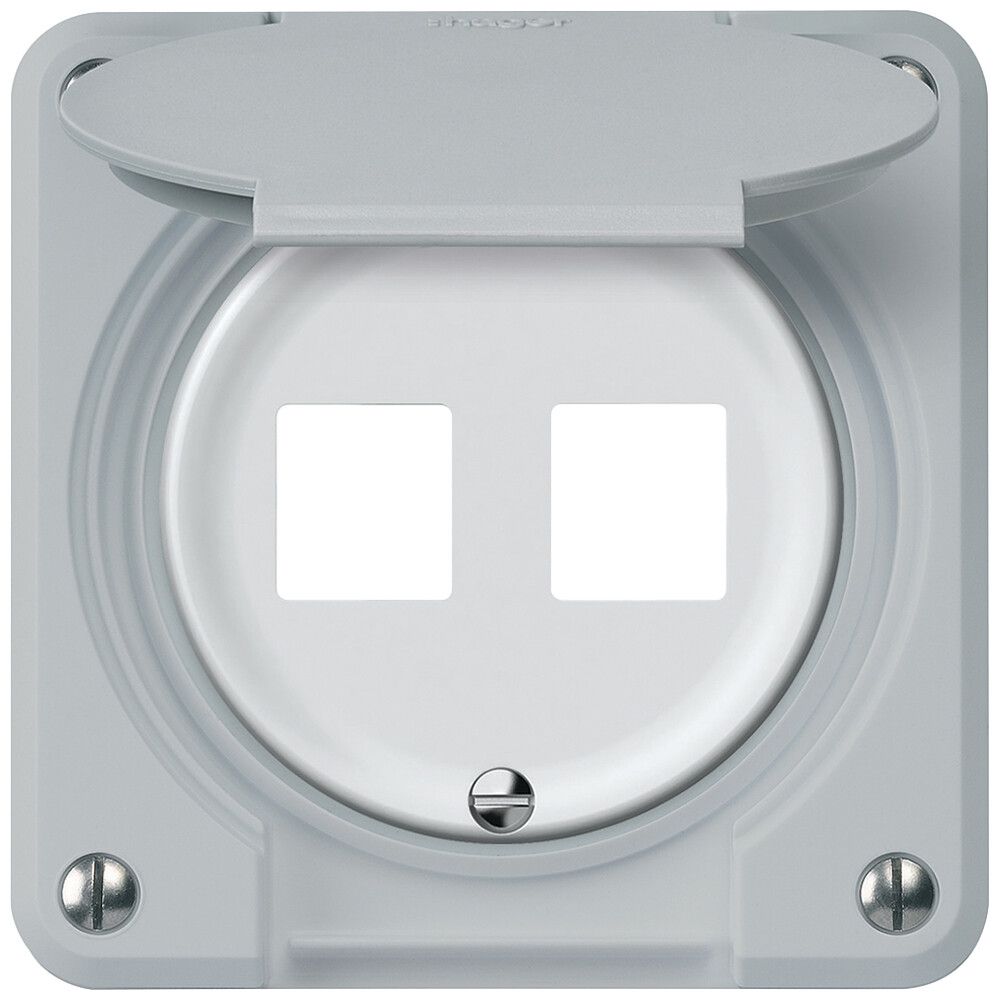 Kit di montaggio robusto diritto per 2 prese 86×86mm grigio