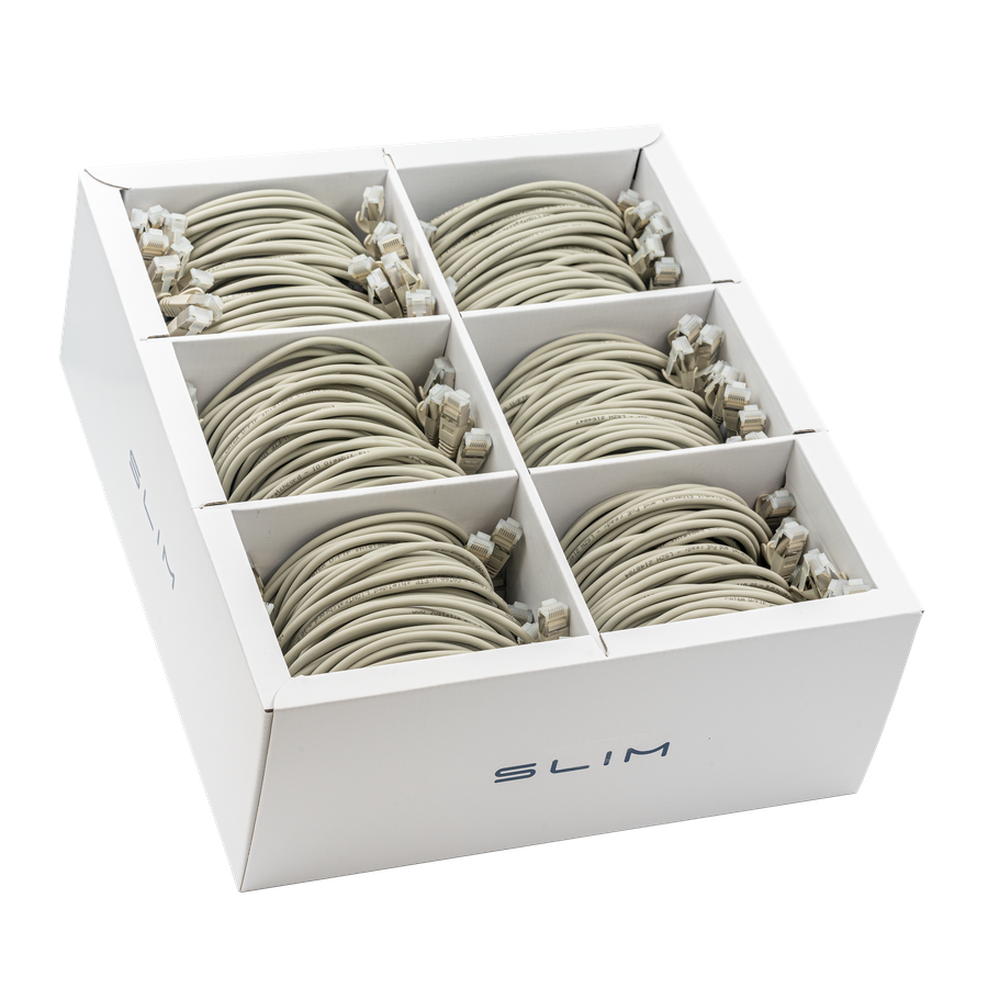 SLIM Patchkabel: 1.5m, grau, 60-Pack Cat.6A, U/FTP, LSOH, Klinke unbrechbar