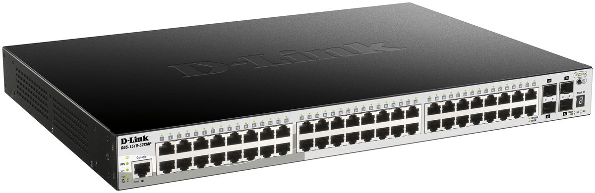 Switch D-Link DGS-1510-52XMP/E, 52-port smart managed Layer2/3 Gigabit PoE+