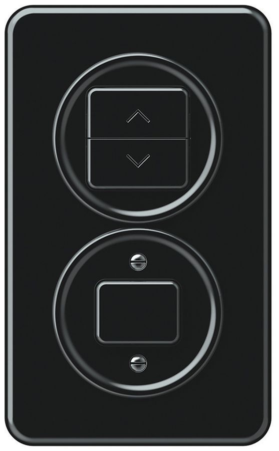 Combinazione INC origin interruttore per tapparelle + sch 3/1L 88×148mm nero