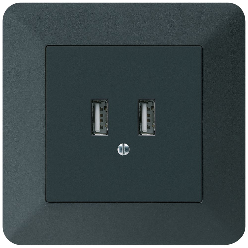Prise de charge USB ENC Hager kallysto.trend 240V 2400mA noir