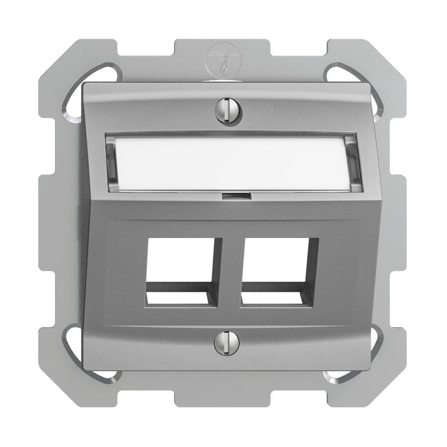 Kit d.montage ENC Edue FM, avec capot d.sortie oblique, pour 2×Keystone, silver