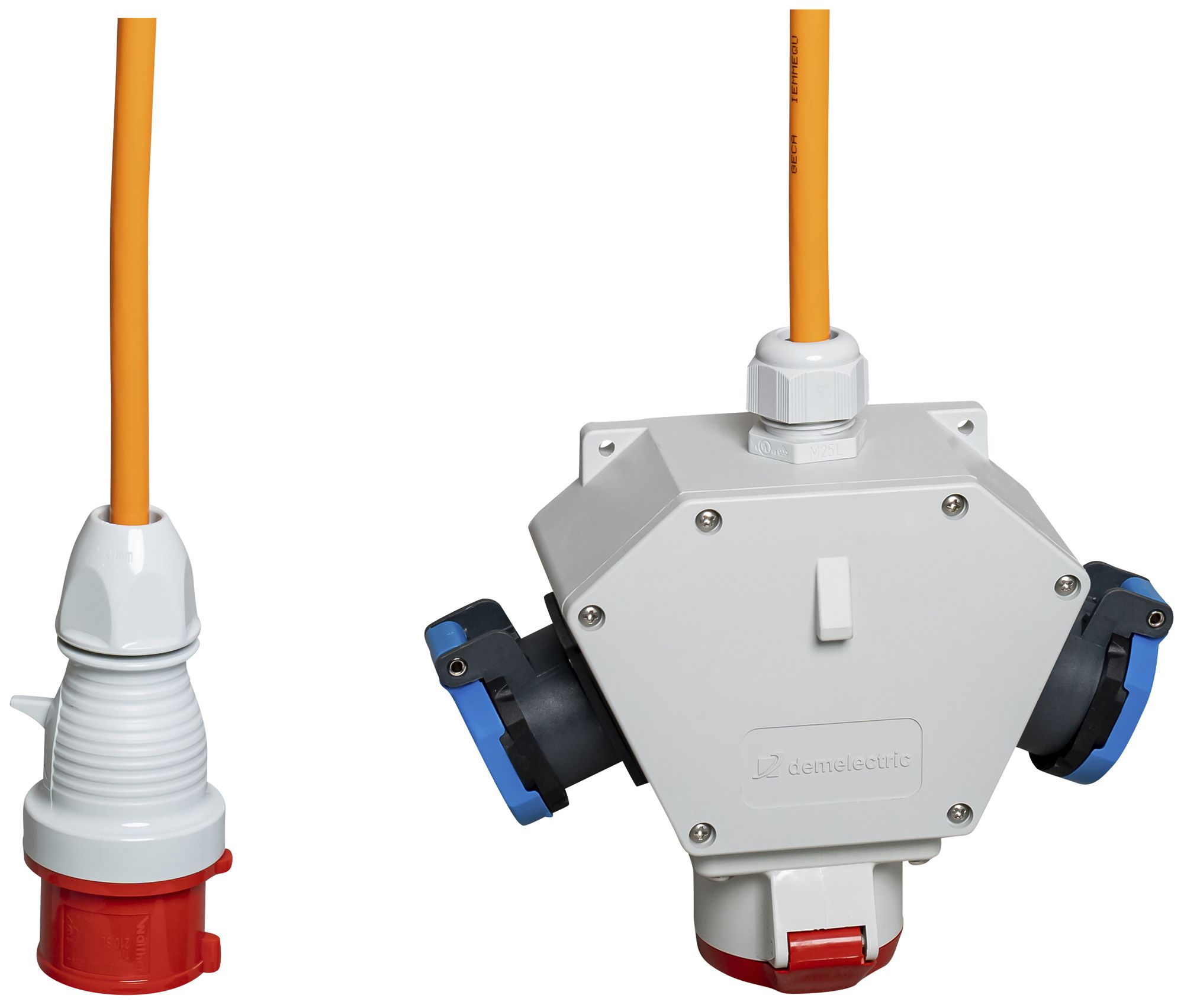 Deviatore incrociato DEM DB34231 2×T23 1×16A 1.5m 5×2.5mm² spina 16A