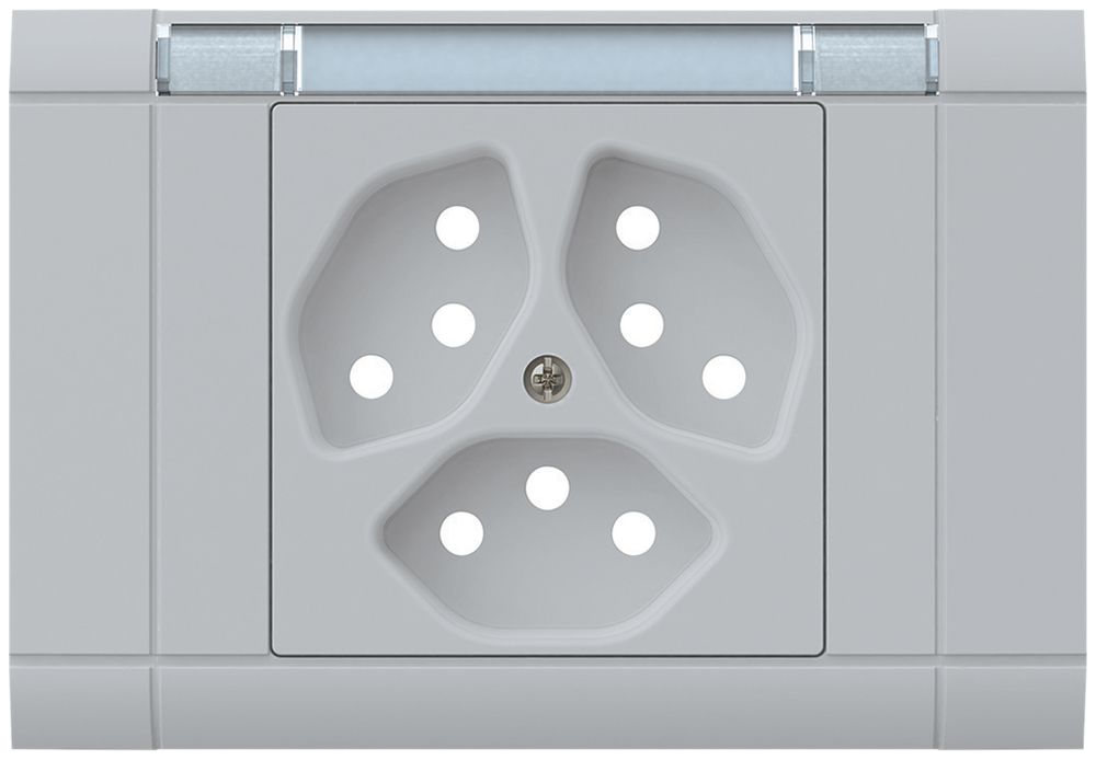 EB-Frontset kallysto, für EB-Steckdose 3×T13, mit Bezeichnungsträger, hellgrau