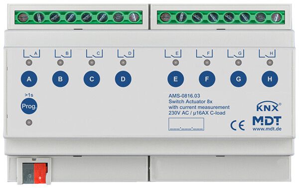 Actionneur-commutateur KNX AMD MDT AMS-0816.03 8-can 16A 230VAC 8UM