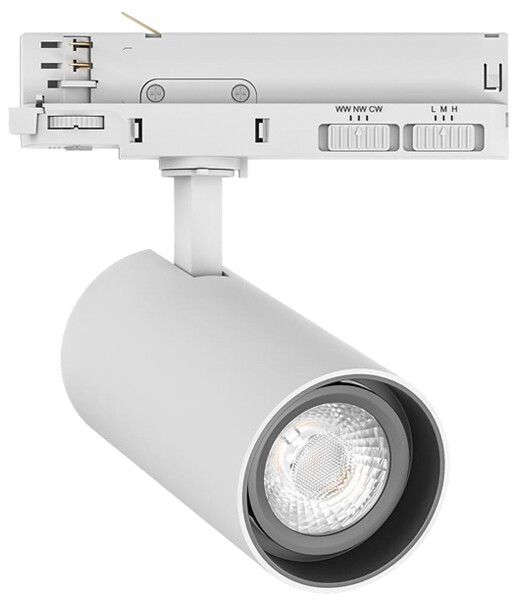 Spot LED DOTLUX SLIMtrack-eco 31W 3380lm 3000…4000K VAR AD3PH Ø75×171mm blanc