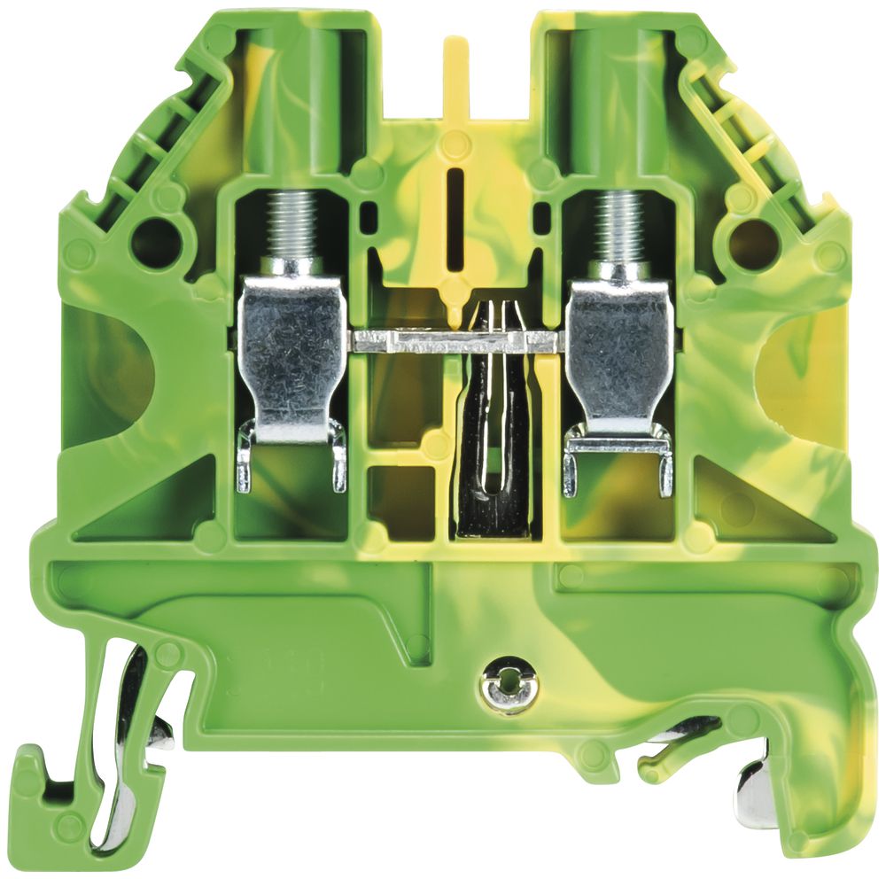 Borne de terre joignable WT 0.14…6mm² 2×racc.vis 1 ét.rail DIN/G TH35/G32 vt/jn