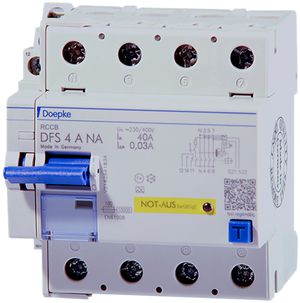 Interruttore differenziale Doepke 63A 30mA 4L tipo A, arresto emergenza