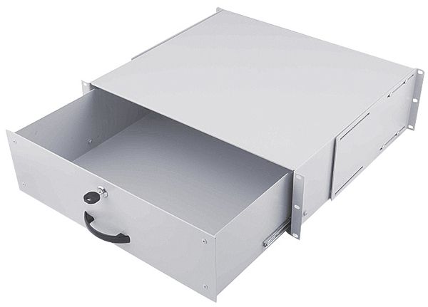 Schublade 19" Elcase, 3HE, T=400mm, Frontbefestigung, Stahlblech grau