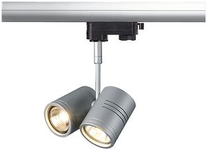 Strahler SLV BIMA, 2×GU10 50W mit 3-Phasen-Adapter IP20 silbergrau