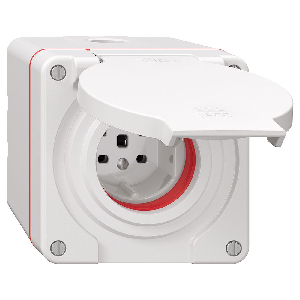 Prise NAP NEVO, 1×T25, IP55 d'après SN 441011, a.joint rouge, blanc