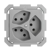 UP-Steckdose EDIZIOdue 3×T13 1×S silver mit Shutter