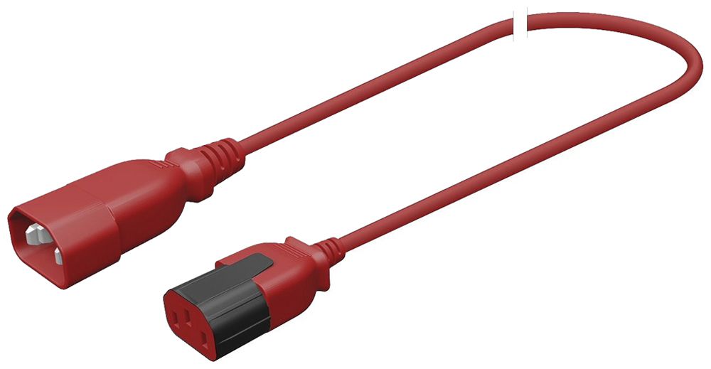 Apparatekabel Stecker C14 Buchse C13 3×0.75mm² 250VAC/10A rot 1m