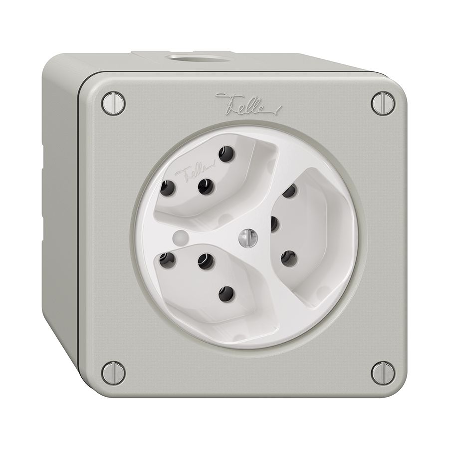 NAPU-Steckdose NEVO, 3×T13, m.LED, lichtgrau