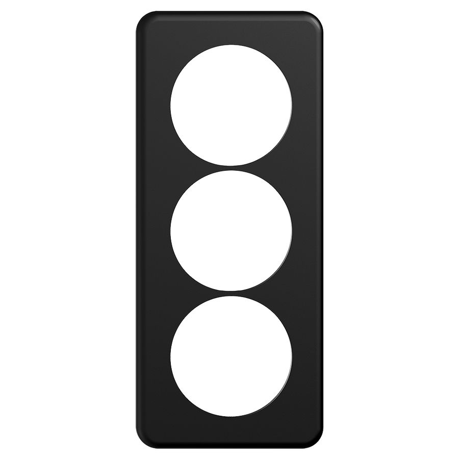Abdeckplatte STANDARDdue 3×1 schwarz 3×Ø58