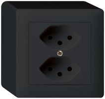 Presa AP kallysto 2×T13 nero con protezione bambini