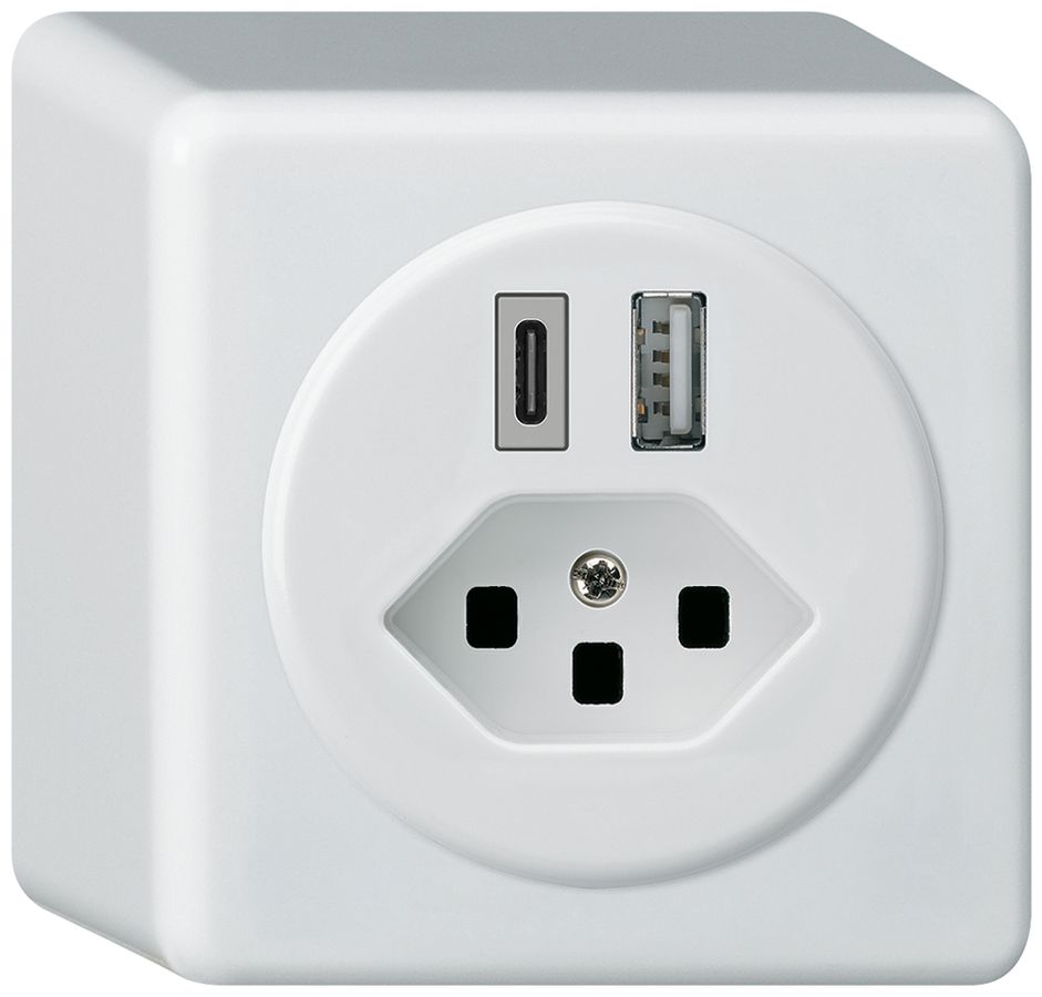 Prise de charge USB AP basico 18W PD 1×type A 1×type C type 23 blanc