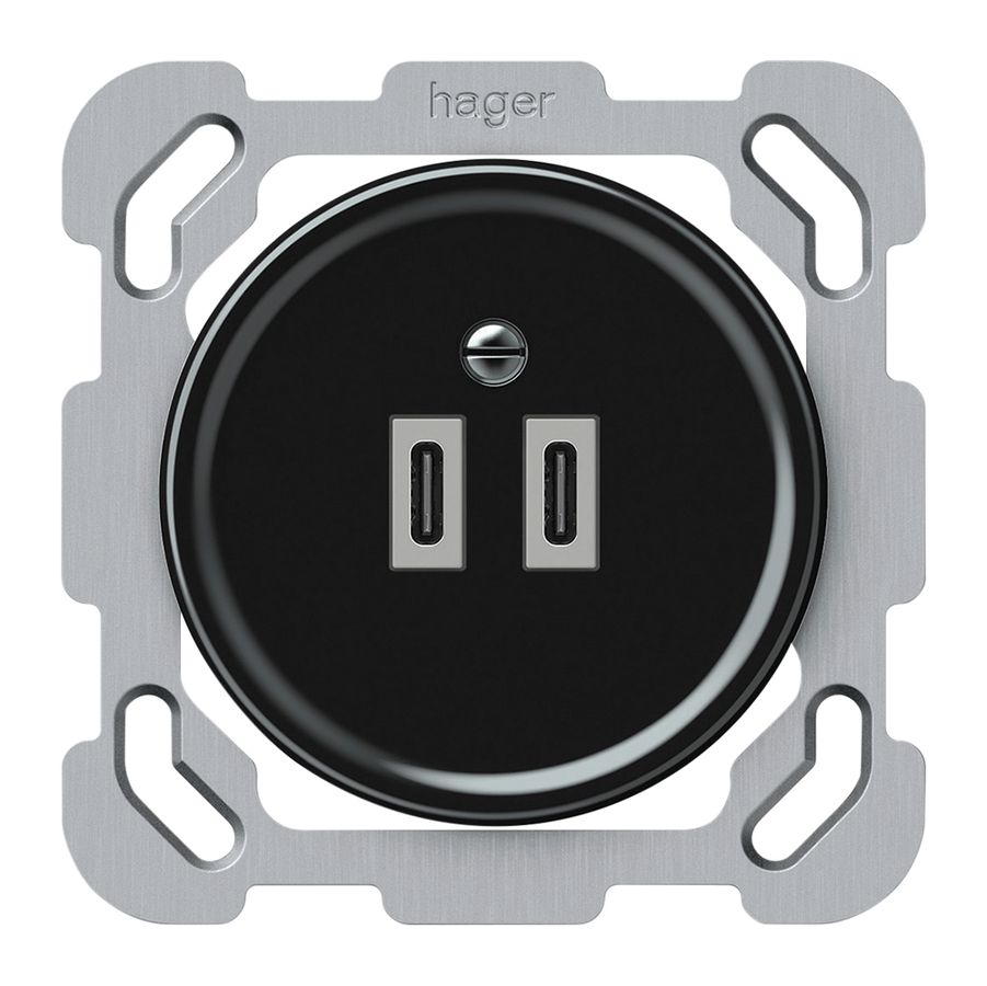 UP-USB-Ladesteckdose origin 2×USB-C 3000mA 5V schwarz