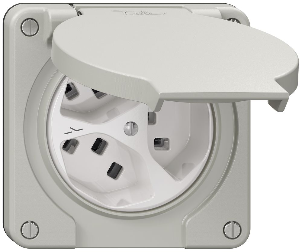 Prise NEVO N.CO, 3×T23, IP21, 1×séparé, gris clair