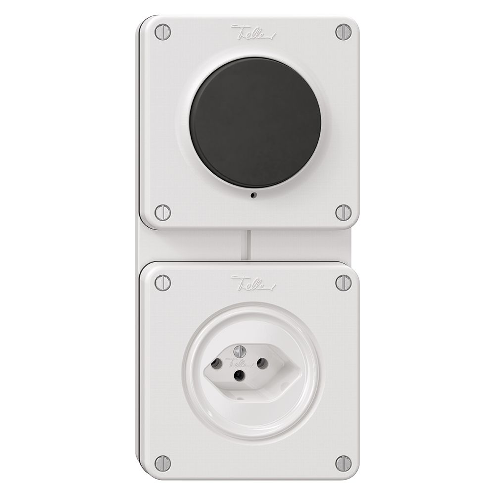 NUPU-Kombination NEVO, Druckschalter Schema 3/1L + Steckdose Typ 13, weiss