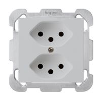 UP-Steckdose kallysto 2×T13 hellgrau mit Befestigungsplatte